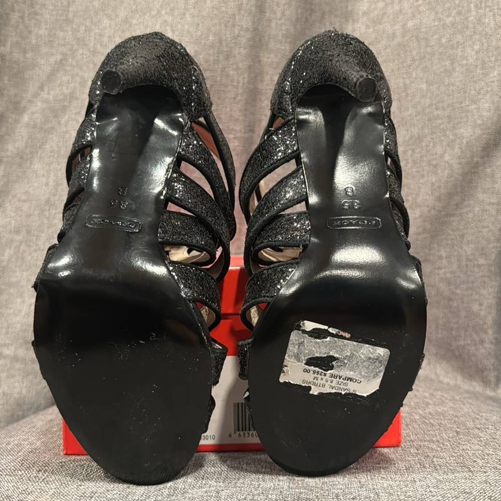 Coach Black glitter heels size 8.5 COACH New - Picture 7 of 9